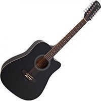 Dreadnought Cutaway 12 String Acoustic Guitar by Gear4music Black