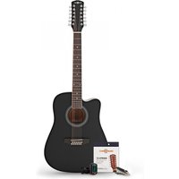 Dreadnought 12 String Acoustic Guitar & Accessory Pack by Gear4music Black