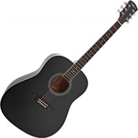 Dreadnought Acoustic Guitar by Gear4music Black