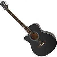 Single Cutaway Left Handed Acoustic Guitar by Gear4music Black