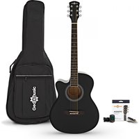 Single Cutaway Left Handed Acoustic Guitar Pack by Gear4music Black