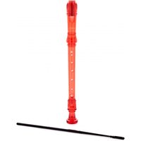 Descant Recorder with Cleaning Rod by Gear4music Red