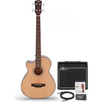 Electro Acoustic Left Handed Bass Guitar Natural 35W Bass Amp & Accessory Pack