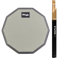 Stagg 8 Desktop Practice Pad & Maple 5B Drumsticks Wood Tip