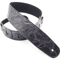 DSL FJ25 Embossed Floral 2.5" Guitar Strap Black