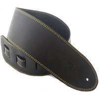 DSL SGE35 Leather 3.5" Guitar Strap Black w/ Yellow Edge Stitch