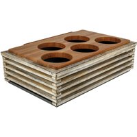 Espositore Natchez per 5 ciotole, GN 1/1 VEGA; GN 1/1, 57.5x37x18.3 cm (LxLxH); bianco vintage/trasparente/quercia; rettangolare
