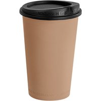 Tazza riutilizzabile Michigan con coperchio elasto REuse; 300 ml, 7.9x12.5 cm (ØxH); marrone/nero; 25 pz. / Pacco
