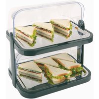 APS Vetrina per buffet A due piani; 44x32x44 cm (LxLxH); nero/trasparente; rettangolare