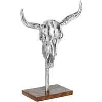 Supporto testa di toro Aki; 25x32x10 cm (LxHxP); argento/marrone
