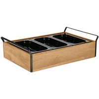 Set fraîcheur Esino moyen, 3x GN 1/3, mélamine VEGA; GN 1/1, 61.9x38.6x16.9 cm (LxlxH); chêne/noir; rectangulaire
