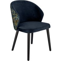 VEGA Polstret spisestol Floral; 54x59x82 cm (BxDxH); Sete Blå, Ramme Svart