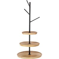 VEGA Etagere Cornu a tre ripiani, con porta brezel, senza piedini; 34.8x78.4 cm (ØxH); quercia/nero; rotonda
