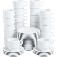 24x PULSIVA Tazze cappuccino con piattino Stackora 48 pezzi; 190 ml, 8x7 cm (ØxH); bianco; 24 set / Pacco