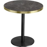 Table basse Marvani piètement en acier VEGA; 46.5x50 cm (HxØ); Plateau doré/noir/marbré, Structure noir; rond(e)