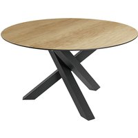 Table d'extérieur Gwin ronde VEGA; 130x72 cm (ØxH); Plateau chêne/naturel, Structure noir; rond(e)
