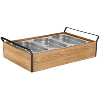 Set fraîcheur Esino moyen, 3x GN 1/3, inox VEGA; GN 1/1, 61.9x38.6x16.9 cm (LxlxH); chêne/noir/inox; rectangulaire