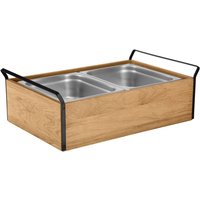 VEGA Buffet Kjølebrett Esino høy, 10 cm, 2x GN 1/2, i rustfritt stål; GN 1/1, 61.9x38.6x20.9 cm (LxBxH); Eik/Svart/Stålgrå; Rektangulær