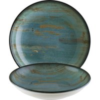 Piatto fondo Madera Mint Bonna; 500 ml, 20x3.5 cm (ØxH); turchese/marrone/nero; rotonda; 12 pz. / Pacco