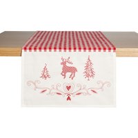 Chemin de table Chatelet cerf ERWIN M.; 40x130 cm (lxL); rouge/blanc; rectangulaire