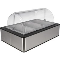 Vitrina para buffet Fundale alta, 10 cm, 3x GN 1/3, melamina blanca VEGA; GN 1/1, 63x42.5x33.9 cm (LgxAnxAt); acero inoxidable/antracita/blanco/transparente; rectangular