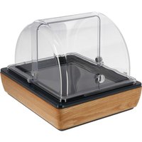 Set fraîcheur Montana bas, GN 1/2, mélamine VEGA; GN 1/2, 36.5x30.5x27.4 cm (LxlxH); chêne/transparent/noir; rectangulaire