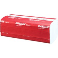 Asciugamani di carta Classic 2 veli piegati a Z Katrin; 22.4x23 cm (LxH); bianco; 20 pz. / Pacco