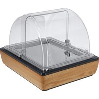 Vetrina Montana media, GN 1/2, in acciaio VEGA; GN 1/2, 36.5x30.5x27.4 cm (LxLxH); quercia/trasparente/acciaio inox; rettangolare