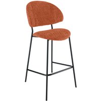 Chaise de bar Lindo tissu bouclette VEGA; 50.5x54.5x110 cm (lxPxH); Assise terracotta, Structure noir