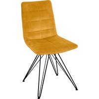 Chaise Milaria velours, lot de 2 VEGA; 60x51x88.5 cm (lxPxH); Assise doré, Structure noir; 2 Set(s) / Lot