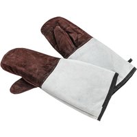 Guanti da forno in pelle Schneider; 45x14 cm (LxL); marrone/grigio