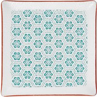 Piatto in vetro Isalie VEGA; 20x20 cm (LxL); bianco/turchese; quadrata; 6 pz. / Pacco