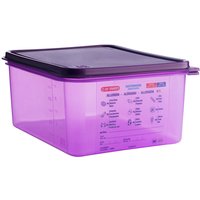 Contenitori Gastronorm per alimenti senza allergeni Araven; GN 1/2, 10 l, 32.5x26.5x15 cm (LxLxP); violetto