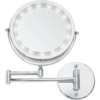 PULSIVA Specchio ingranditore con luce Touch con tasto; 31x23 cm (LxØ); argento; rotonda