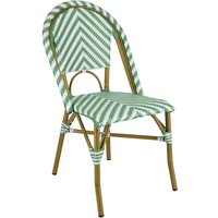 Chaise Paris d'extérieur synthétique PULSIVA; 46x56x89 cm (lxPxH); Assise vert/blanc, Structure brun; 2 pièce(s) / Lot