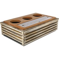 Présentoir à carafes Natchez GN 1/1 VEGA; GN 1/1, 57.5x37x18.3 cm (LxlxH); blanc vintage/inox/chêne; rectangulaire
