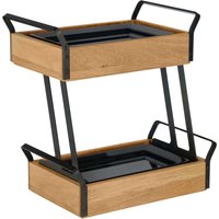 Vetrina refrigerata con piastre eutettiche Esino bassa, 2x GN 1/4, a due ripiani, in melamina VEGA; GN 1/4, 35.4x21x36.9 cm (LxLxH); quercia/nero; rettangolare