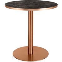 Table Marvani pied de table en acier inoxydable cuivré VEGA; 75x80 cm (HxØ); Plateau cuivré/marbré/noir, Structure cuivré; rond(e)