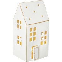 Maison lumineuse À LED Alnesa; 9.2x8.9x18.4 cm (LxlxH); blanc/doré