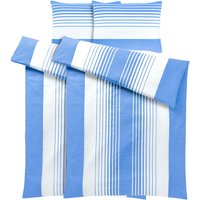 Parure de lit Memphis seersucker PULSIVA; 135x200 cm (lxL), 80x80 cm (Lxl); bleu/blanc; 2 Set(s) / Lot