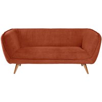 Canapé Kelso velours côtelé, 3 places VEGA; 183x88x76 cm (lxPxH); Assise terracotta, Structure hêtre