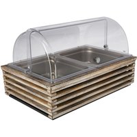 VEGA Kyldisplay buffé Natchez hög, 10 cm, 2x GN 1/2, rostfritt stål; GN 1/1, 57.5x37x27.7 cm (LxBxH); Vintagevit/Transparent/Stålgrå; Rektangulär
