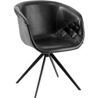 VEGA Spisestol med armlene Yankee; 61x60x80 cm (BxDxH); Sete Svart/Lysegrå, Ramme Svart