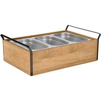 Vetrina refrigerata con piastre eutettiche Esino alta, 10 cm, 3x GN 1/3, in acciaio VEGA; GN 1/1, 61.9x38.6x20.9 cm (LxLxH); quercia/nero/acciaio inox; rettangolare