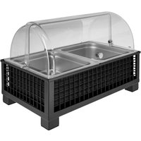 Set fraîcheur Portland haut, 10 cm, 2x GN 1/2, inox VEGA; GN 1/1, 55.4x35.2x29.9 cm (LxlxH); anthracite/transparent/inox; rectangulaire