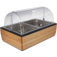 VEGA Buffet Display Montana høy, 10 cm, 2x GN 1/2, i rustfritt stål; GN 1/1, 55.4x35.2x29.9 cm (LxBxH); Eik/Transparent/Stålgrå; Rektangulær