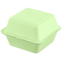 Lunch Box per Hamburger Yari elasto REuse; 700 ml, 15.7x15.7x8.4 cm (LxLxH); verde; quadrata; 25 pz. / Pacco