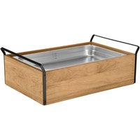 Vetrina refrigerata con piastre eutettiche Esino alta, 6,5 cm, GN 1/1, in acciaio VEGA; GN 1/1, 61.9x38.6x20.9 cm (LxLxH); quercia/nero/acciaio inox; rettangolare