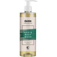 Shampoing gel douche pour hôtel Circular Life 2 en 1 en flacon distributeur à pompe V-Touch; 380 ml; ambre; 18 pièce(s) / Lot