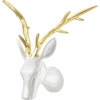 Testa di cervo da parete Gesa; 25x36x14 cm (LxHxP); bianco/oro